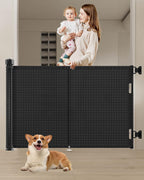 120 inch Retractable Baby Gates 34 inch Tall, Retractable Gate with Reinforced Strip Design to Prevent Crawling Through, 10 FT Extra Wide Retractable Dog Gate for Indoor/Outdoor