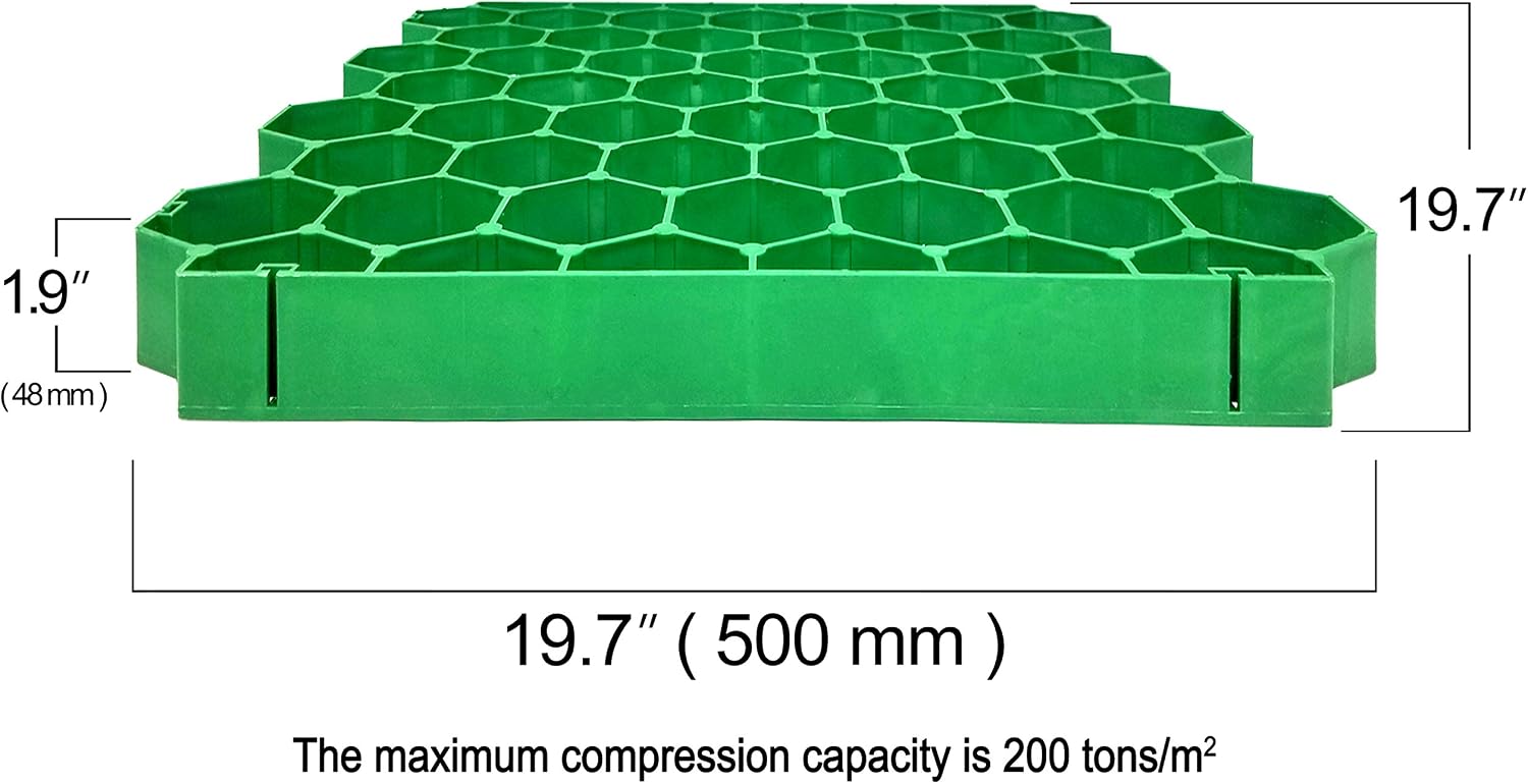 ( 1.9" Depth Permeable Grass Pavers for Your Grass Parking Lots, Access Roads, driveways, fire Lanes, RV and Boat Storage Pads - (Pack of 4-11 Sf) (Green)
