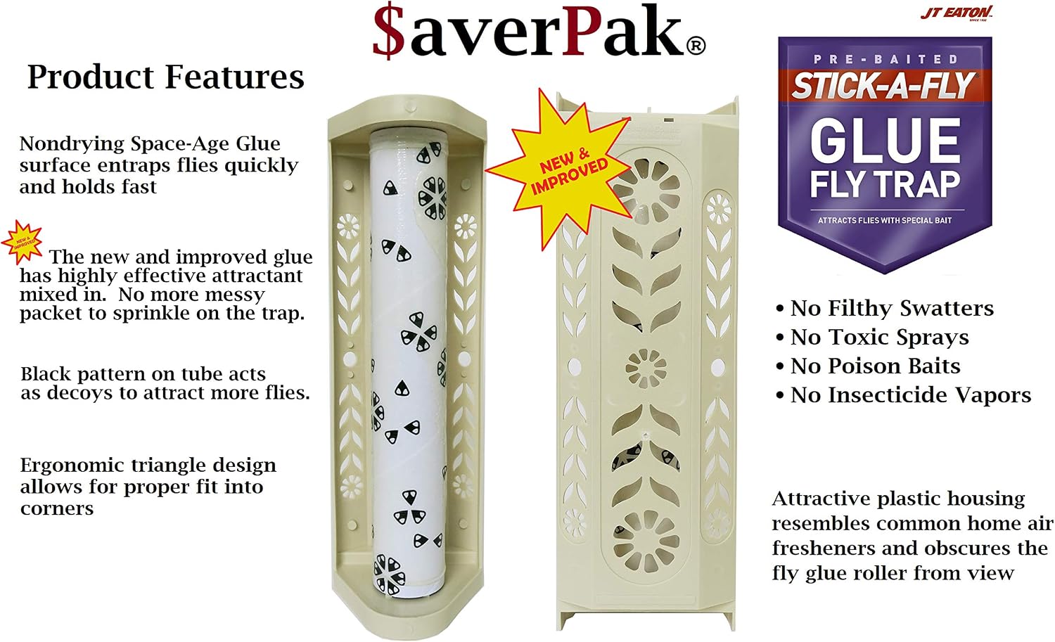 $averPak 4 Pack - JT Eaton Stick-A-Fly Glue Fly Stick Traps