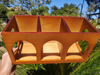 "Closed Bottom Hay Feeder Natural Pine Wood Arch Guinea Pig Hay Rack with Option to Attach to Cage (Warm Cherry with Bottom)