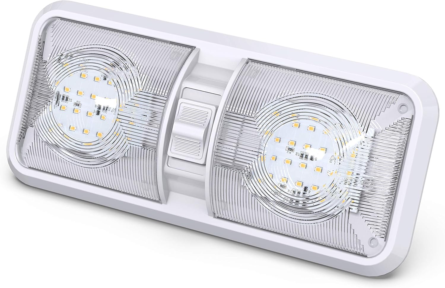 10 Pack RV LED Ceiling Double Dome Light Fixture with ON/OFF Switch Interior Lighting for Car/RV/Trailer/Camper/Boat DC 12V Natural White 4000-4500K 48X2835SMD