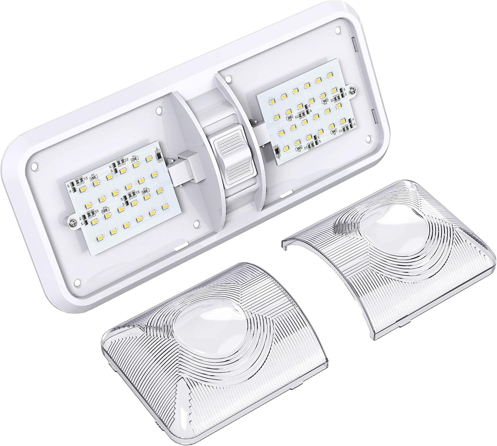 10 Pack RV LED Ceiling Double Dome Light Fixture with ON/OFF Switch Interior Lighting for Car/RV/Trailer/Camper/Boat DC 12V Natural White 4000-4500K 48X2835SMD