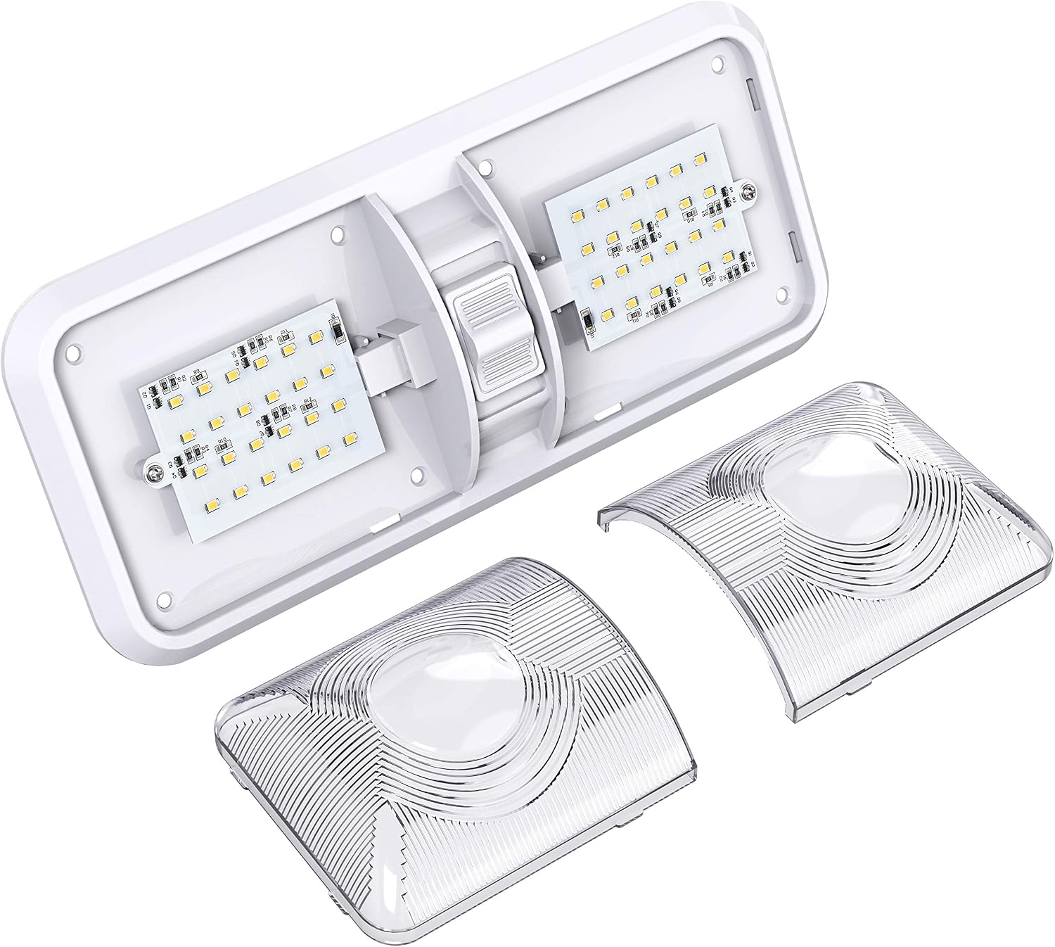 10 Pack RV LED Ceiling Double Dome Light Fixture with ON/OFF Switch Interior Lighting for Car/RV/Trailer/Camper/Boat DC 12V Natural White 4000-4500K 48X2835SMD