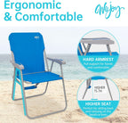 #WEJOY Folding Beach Chair for Adults, Lightweight Beach Chair with Shoulder Straps, High Back Camping Chairs with Hard Armrest, Supports 300lbs for Outdoor Lawn Concert