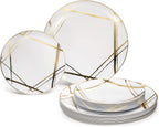 " OCCASIONS " 120 Plates Pack,(60 Guests) Premium Premium Wedding Party Disposable Plastic Plates Set -60 x 10'' Dinner + 60 x 7.5'' Salad/Dessert (Venice Blush and Gold)