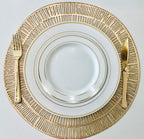 " OCCASIONS " 120 Pieces Pack Pressed Vinyl Metallic Placemats/Wedding Accent Centerpiece Placemat (Cleo Gold)