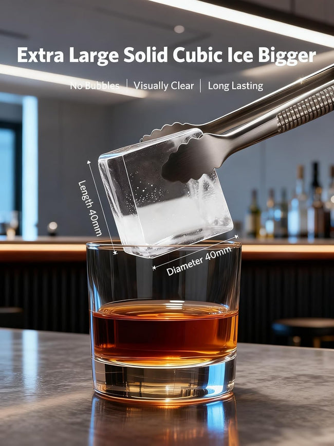 1.6" Crystal Clear Ice Maker Countertop-Produces 9 Clear Cubic Ice per Hour, 24H Timer, Self-Cleaning Countertop Ice Cube Maker with 5 Ice Cube Sizes for Whiskey & Cocktails, ETL Listed Main Image