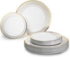 " OCCASIONS " 120 Plates Pack,(60 Guests) Premium Premium Wedding Party Disposable Plastic Plates Set -60 x 10'' Dinner + 60 x 7.5'' Salad/Dessert (Venice Blush and Gold)
