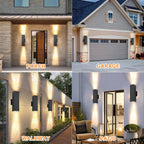 Outdoor Light Fixture,Black Outdoor Porch Light,Up and Down Modern Exterior Wall Light for for Front Door,Patio,Garage Include 4 * 7W Warm White LED Bulbs,Waterproof,Aluminum,2Packs