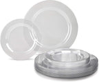" OCCASIONS " 120 Plates Pack,(60 Guests) Heavyweight Premium Wedding Party Disposable Plastic Plates Set -60 x 10.5'' Dinner + 60 x 7.5'' Salad/Dessert (Plain Clear)