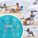 #WEJOY Folding Beach Chair for Adults, Lightweight Beach Chair with Shoulder Straps, High Back Camping Chairs with Hard Armrest, Supports 300lbs for Outdoor Lawn Concert