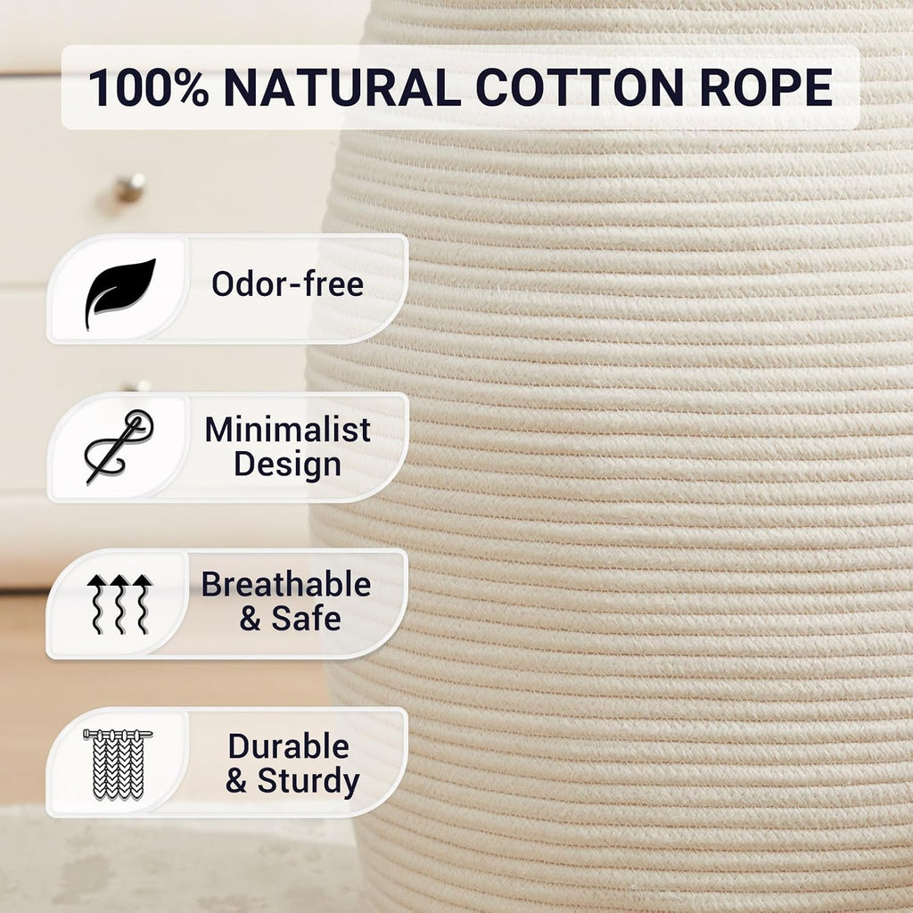 105L Extra Large Laundry Hamper Basket by Fiona's magic, Woven Tall Clothes Hamper for Storage Blanket, Toys and Dirty Cothes in Bedroom and Living Room Organizer, Brown & Black