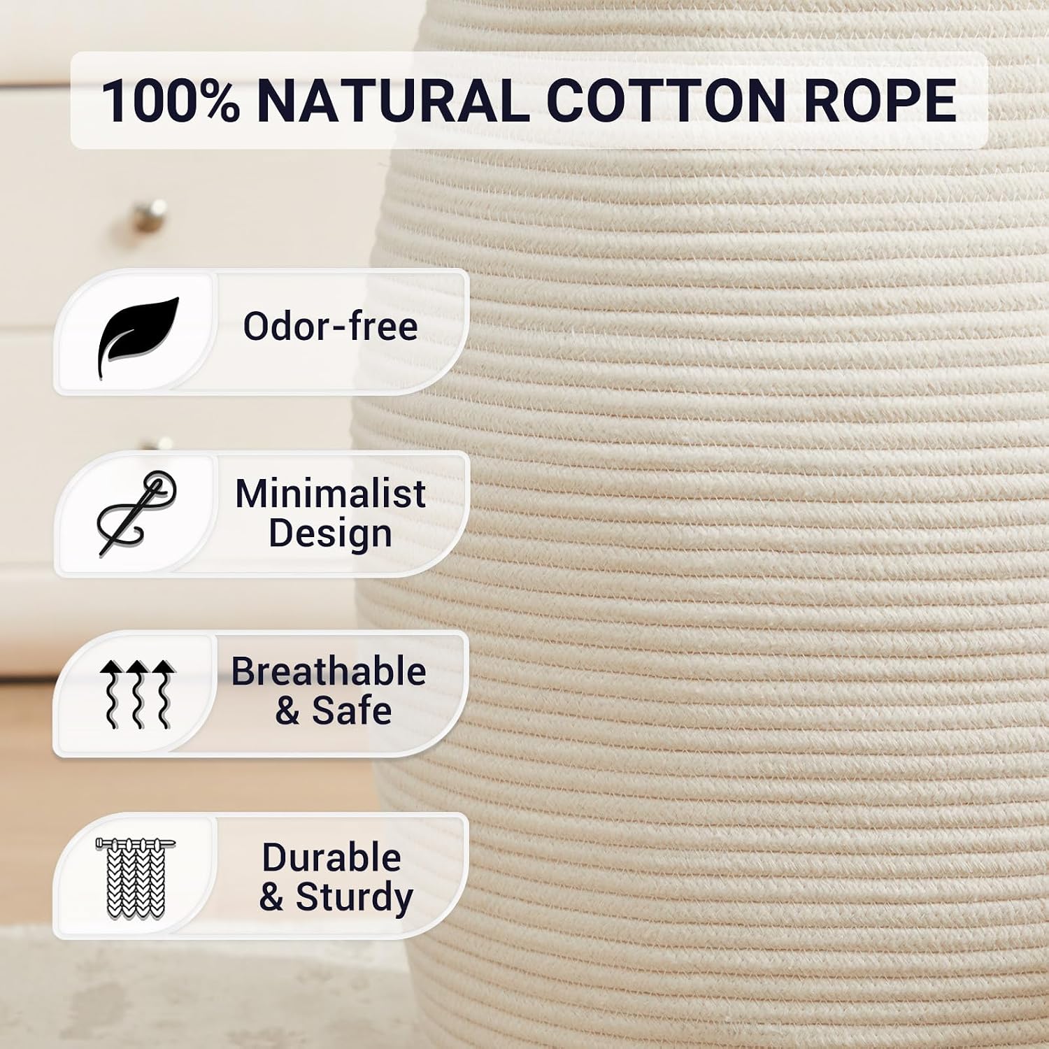 105L Extra Large Laundry Hamper Basket by Fiona's magic, Woven Tall Clothes Hamper for Storage Blanket, Toys and Dirty Cothes in Bedroom and Living Room Organizer, Brown & Black