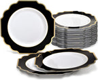 " OCCASIONS " 120 Plates Pack, Heavyweight Disposable Wedding Party Plastic Plates (6.5'' Cake/Dessert Plate, Imperial White/Blue & Silver)