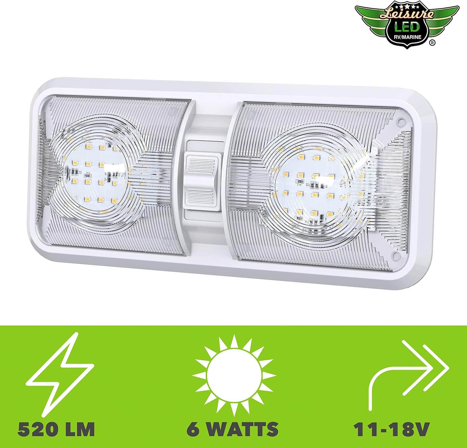 10 Pack RV LED Ceiling Double Dome Light Fixture with ON/OFF Switch Interior Lighting for Car/RV/Trailer/Camper/Boat DC 12V Natural White 4000-4500K 48X2835SMD
