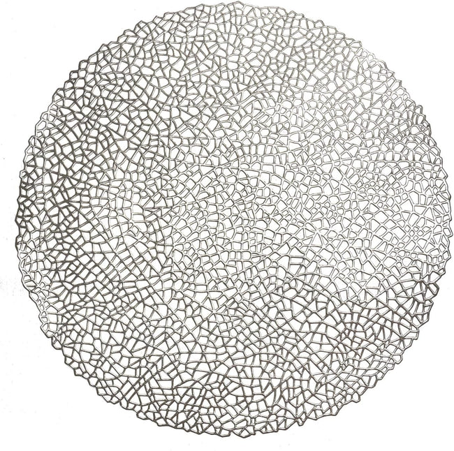 " OCCASIONS " 120 Pieces Pack Pressed Vinyl Metallic Placemats/Wedding Accent Centerpiece Placemat (Mystique, Silver) Hover Image