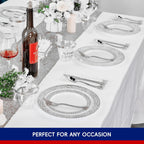 Count Silver Plastic Dinnerware, Silver Disposable Plates, Includes 30 Dinner & 30 Dessert Plates & 30 Cups & 30 Paper Napkins & 30 Plastic Silverware Set
