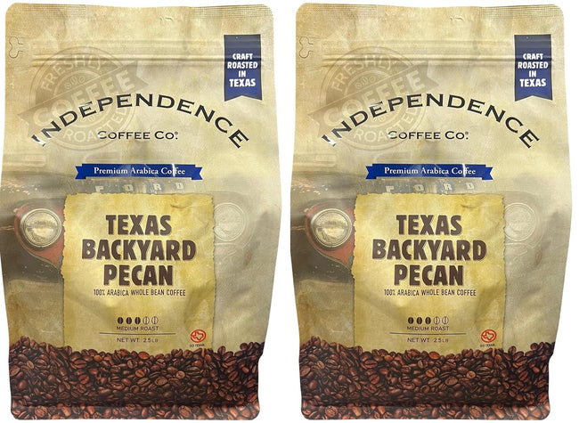(Pack of 2) Independence Preminum Arabica Coffee, Texas Backyard Pecan, 100% Arabica Whole Bean Coffee, Medium Roast, Net Weight 2.5 LB Hover Image