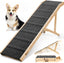Dog Ramp for Bed, 64" Long Foldable Pet Ramp for Small Large Dogs, Dog Ramps for High Beds Car, High Traction with Platform 6 Adjustable Heights 24" to 30" Up to 220LBS Black