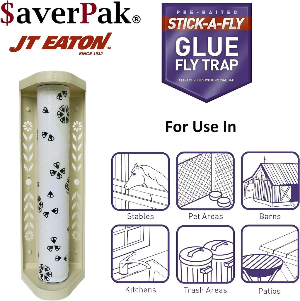 $averPak 4 Pack - JT Eaton Stick-A-Fly Glue Fly Stick Traps