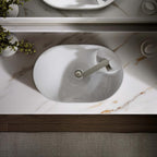 "KOHLER 31705-1-0 Chalice 22-3/4"" Oval Vessel Bathroom Vanity Sink Basin with Single Faucet Deck Hole, Bathroom Sinks Above Counter, White "