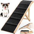 Dog Ramp for Bed, 64" Long Foldable Pet Ramp for Small Large Dogs, Dog Ramps for High Beds Car, High Traction with Platform 6 Adjustable Heights 24" to 30" Up to 220LBS Black