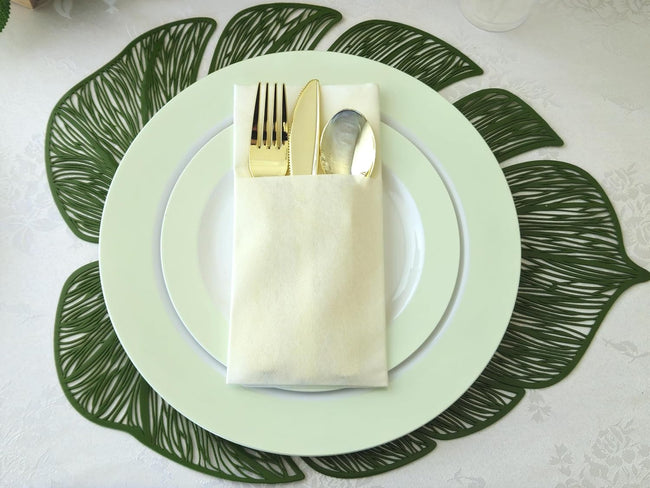" OCCASIONS " 120 Plates Pack, Disposable Wedding Party Plastic Plates (7.5'' Appetizer/Dessert Plate, Rio in White & Pearled Green) Main Image