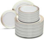 " OCCASIONS " 120 Plates Pack,(60 Guests) Premium Premium Wedding Party Disposable Plastic Plates Set -60 x 10'' Dinner + 60 x 7.5'' Salad/Dessert (Venice Blush and Gold)