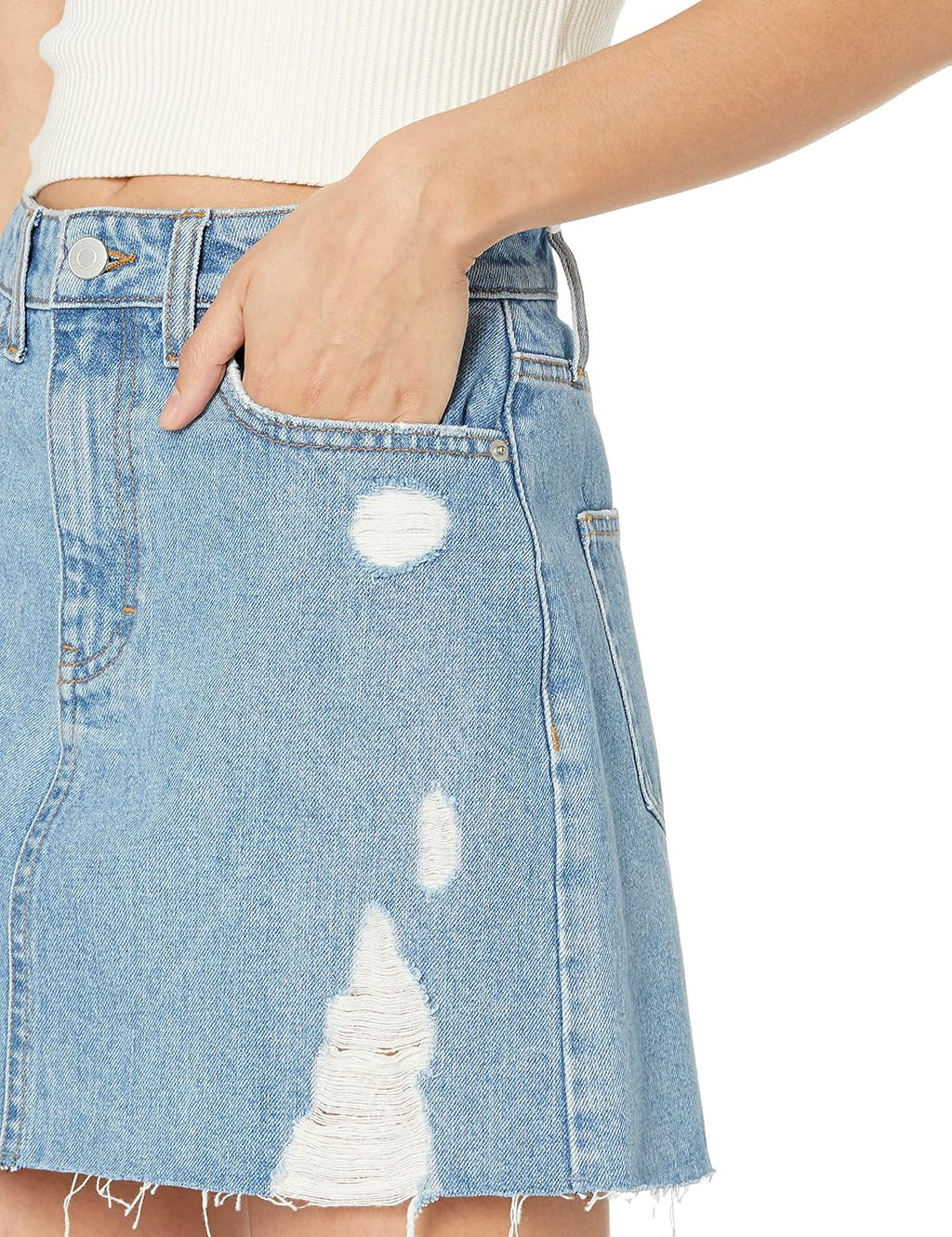 The Drop Ansh Distressed Denim Mini Skirt