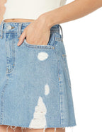 The Drop Ansh Distressed Denim Mini Skirt