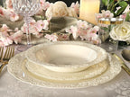 " OCCASIONS " 100 Plates Pack,(50 Guests) Vintage Wedding Party Disposable Plastic Plates Set -50x10.25'' Dinner + 50x7.5'' Salad/Dessert Plate (Portofino in plain Ivory)