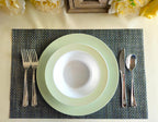 " OCCASIONS " 120 Plates Pack, Disposable Wedding Party Plastic Plates (7.5'' Appetizer/Dessert Plate, Rio in White & Pearled Green)