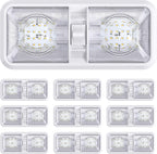 10 Pack RV LED Ceiling Double Dome Light Fixture with ON/OFF Switch Interior Lighting for Car/RV/Trailer/Camper/Boat DC 12V Natural White 4000-4500K 48X2835SMD
