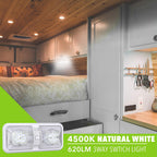 10 Pack RV LED Ceiling Double Dome Light Fixture with ON/OFF Switch Interior Lighting for Car/RV/Trailer/Camper/Boat DC 12V Natural White 4000-4500K 48X2835SMD