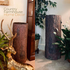 Woodland Country Rustic Tree Stump Garbage Bin. Unique Realistic Log Trash Can.