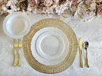 " OCCASIONS " 120 Pieces Pack Pressed Vinyl Metallic Placemats/Wedding Accent Centerpiece Placemat (Cleo Gold)