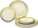 " OCCASIONS " 120 Plates Pack,(60 Guests) Premium Premium Wedding Party Disposable Plastic Plates Set -60 x 10'' Dinner + 60 x 7.5'' Salad/Dessert (Venice Blush and Gold)