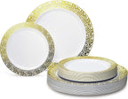 " OCCASIONS " 120 Plates Pack,(60 Guests) Premium Premium Wedding Party Disposable Plastic Plates Set -60 x 10'' Dinner + 60 x 7.5'' Salad/Dessert (Venice Blush and Gold)