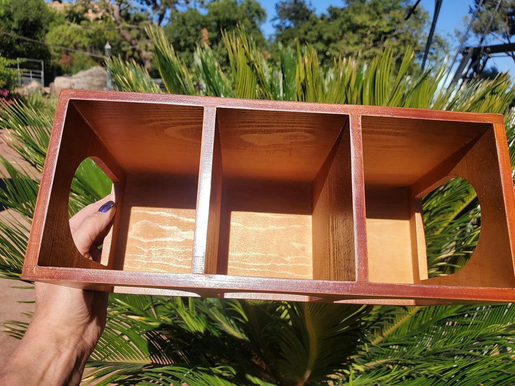 "Closed Bottom Hay Feeder Natural Pine Wood Arch Guinea Pig Hay Rack with Option to Attach to Cage (Warm Cherry with Bottom)