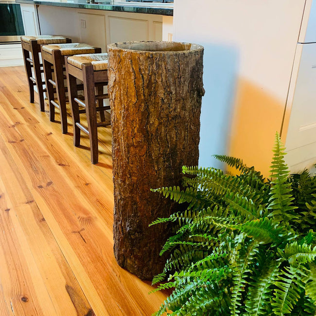Woodland Country Rustic Tree Stump Garbage Bin. Unique Realistic Log Trash Can. Hover Image