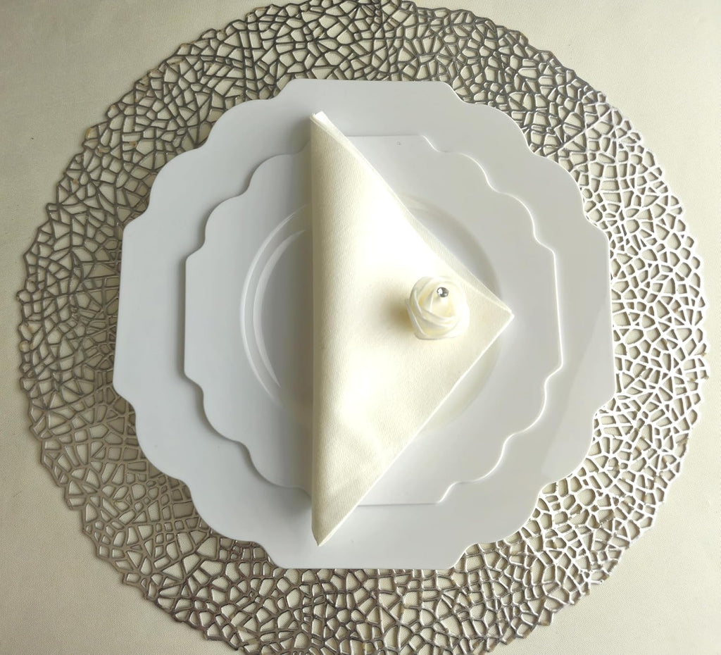 " OCCASIONS " 120 Pieces Pack Pressed Vinyl Metallic Placemats/Wedding Accent Centerpiece Placemat (Mystique, Silver)