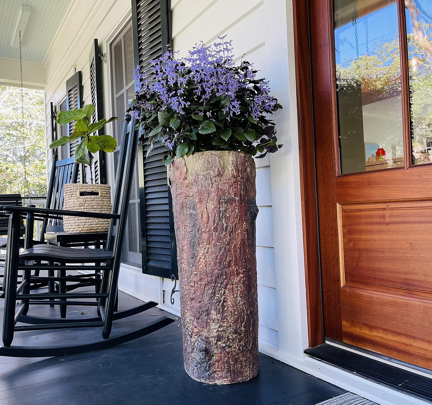 Large Hollow Log Planter. Outdoor Garden, Yard & Porch Pot. Tall Tree Stump Well Pump Cover. Weatherproof, Rustic, Natural Looking Deck & Patio Decor. Better Than a Fake Rock.