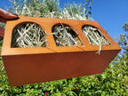 "Closed Bottom Hay Feeder Natural Pine Wood Arch Guinea Pig Hay Rack with Option to Attach to Cage (Warm Cherry with Bottom)