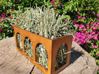 "Closed Bottom Hay Feeder Natural Pine Wood Arch Guinea Pig Hay Rack with Option to Attach to Cage (Warm Cherry with Bottom)