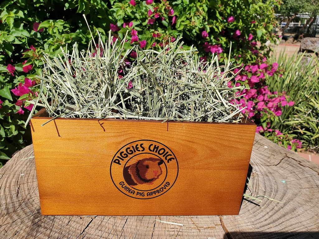 "Closed Bottom Hay Feeder Natural Pine Wood Arch Guinea Pig Hay Rack with Option to Attach to Cage (Warm Cherry with Bottom)