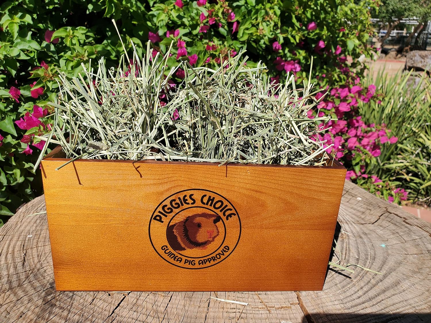 "Closed Bottom Hay Feeder Natural Pine Wood Arch Guinea Pig Hay Rack with Option to Attach to Cage (Warm Cherry with Bottom)