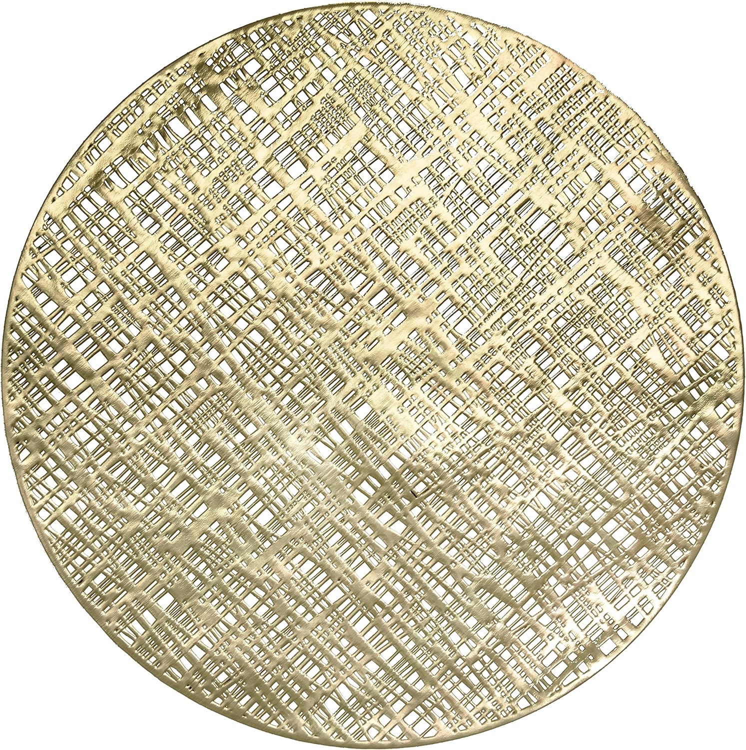 " OCCASIONS " 40 Pieces Pack Pressed Vinyl Metallic Placemats/Wedding Accent Centerpiece Placemat (Round Linen Gold)