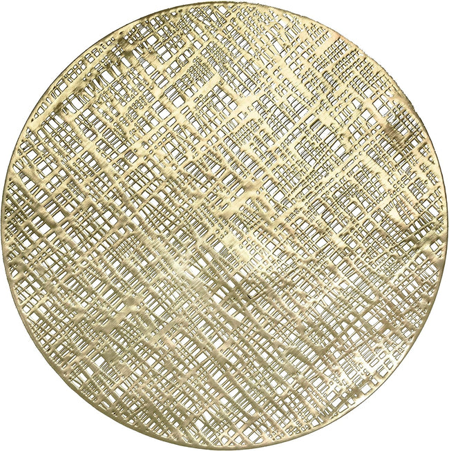 " OCCASIONS " 40 Pieces Pack Pressed Vinyl Metallic Placemats/Wedding Accent Centerpiece Placemat (Round Linen Gold) Hover Image