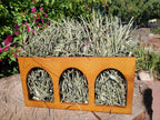 "Closed Bottom Hay Feeder Natural Pine Wood Arch Guinea Pig Hay Rack with Option to Attach to Cage (Warm Cherry with Bottom)