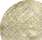 " OCCASIONS " 40 Pieces Pack Pressed Vinyl Metallic Placemats/Wedding Accent Centerpiece Placemat (Round Linen Gold)